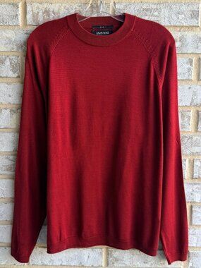 MURANO 100% Silk Long Sleeve Crew Neck Red Tone Sweater Men's Size L